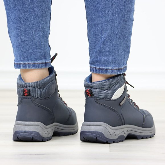 Woman's Hiking Active Waterproof High Top Comfort Sneakers Shoes, Navy - Picture 8 of 13